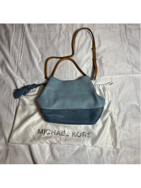 Women's Michael Kors Hobo Bag Two Tone Blue Pebble Leather